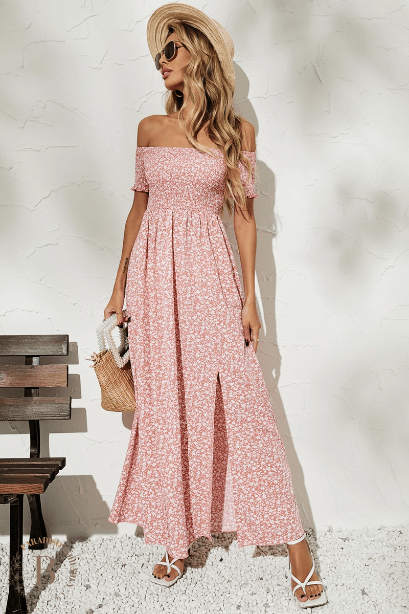 Vestito Rosa con Spalle Scoperte Paradiso Bohemien