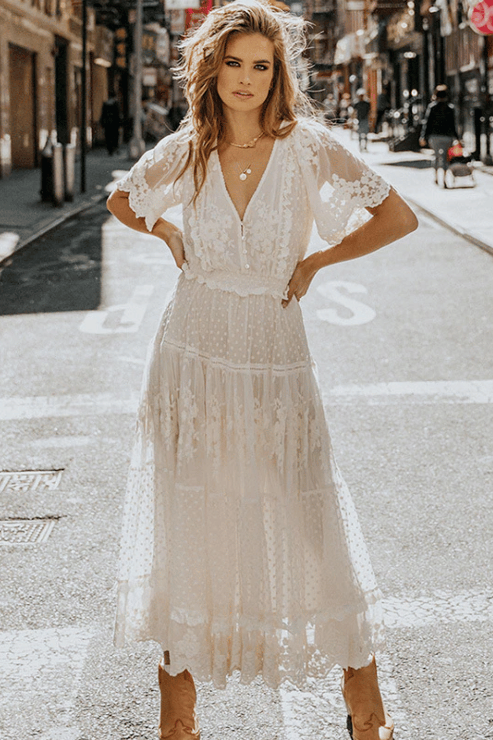 Abito Boho Bianco in Pizzo | Paradiso Bohemien