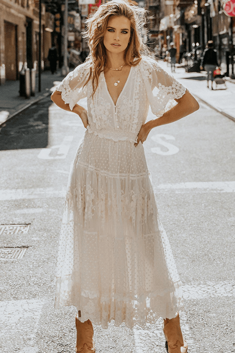 Abito bianco in pizzo discount