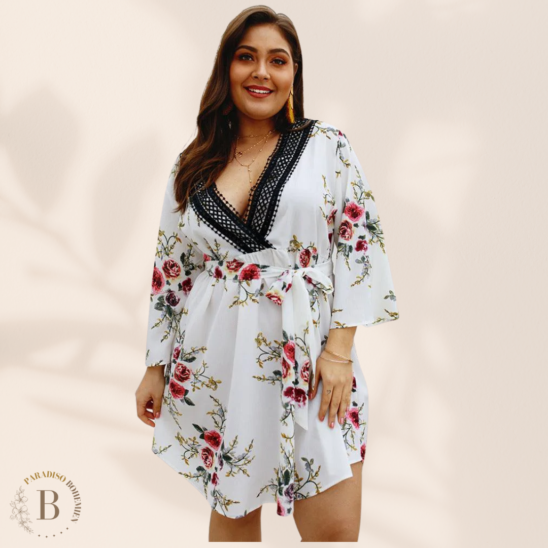 Abito Casual Taglie Forti Bianco | Paradiso Bohemien
