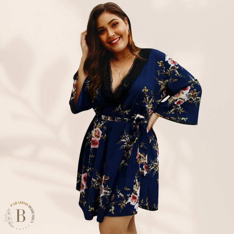 Abito Casual Taglie Forti Blu Marino | Paradiso Bohemien