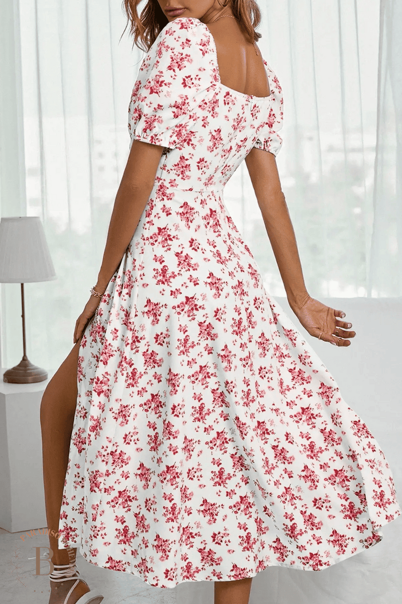 Vestito lungo nero con fiori rossi sales