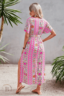 Abito Lungo Rosa con Spacco in Stile Bohémien Chic | Paradiso Bohemien