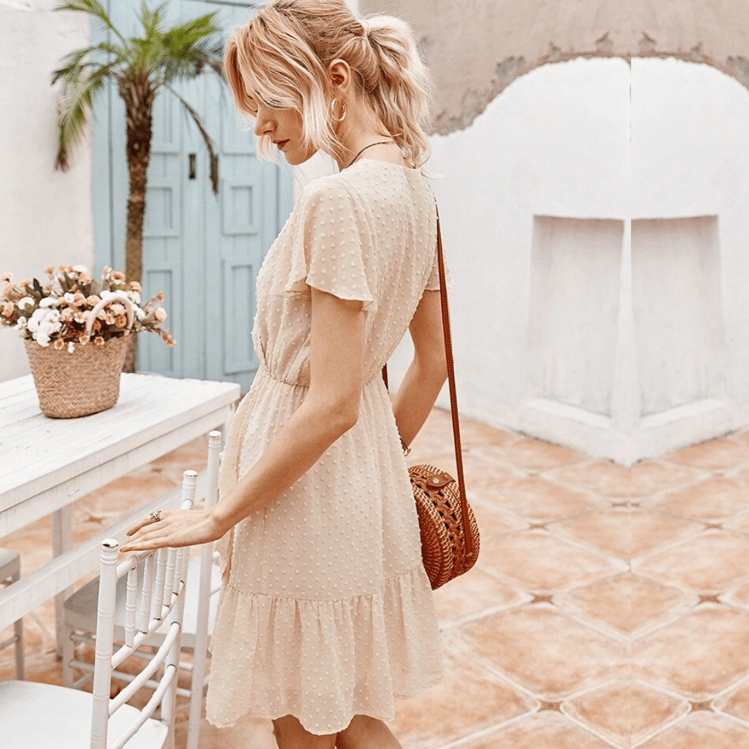 Abito Corto Beige da Donna Elegante | Paradiso Bohemien