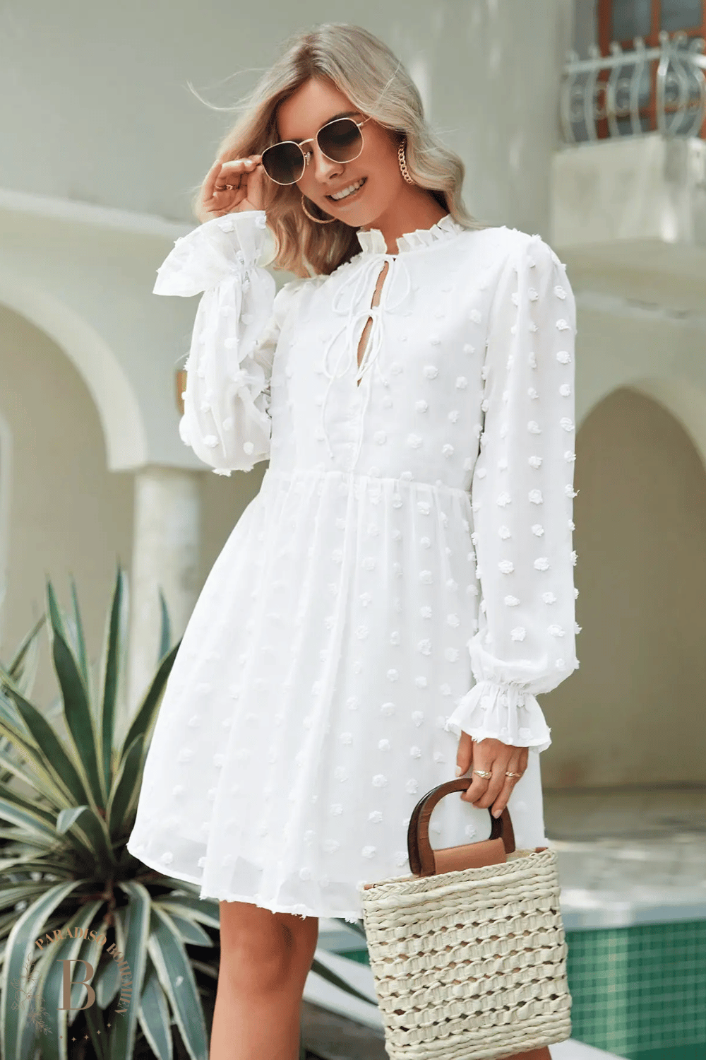 Vestito Bianco a Maniche Lunghe  | Paradiso Bohemien