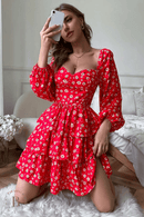 Abito Rosso Corto con Balze | Paradiso Bohemien