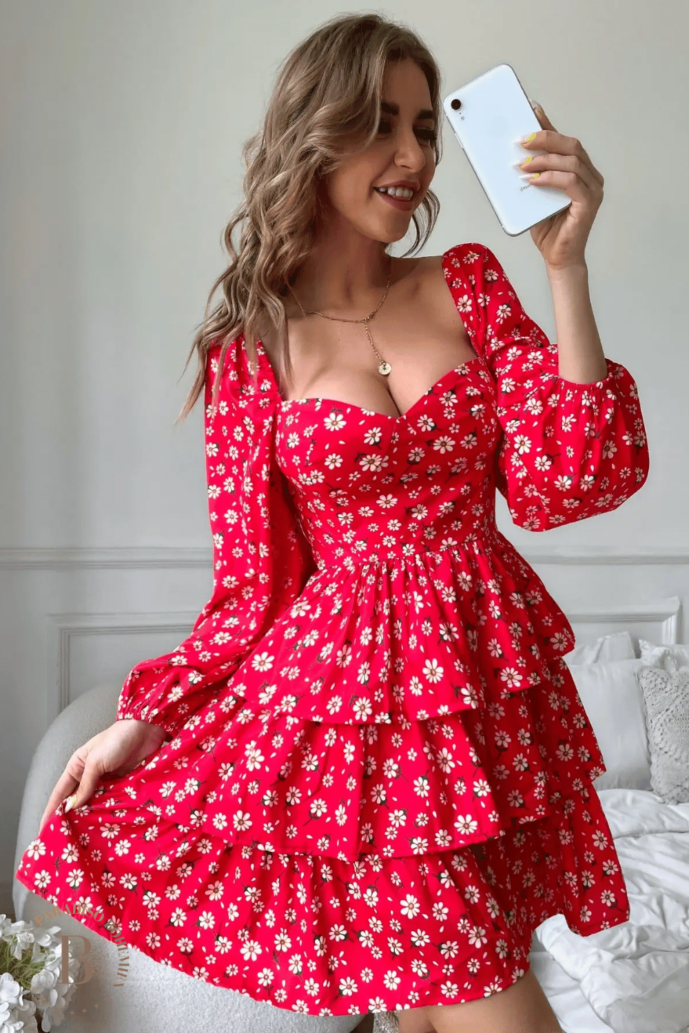 Vestito Boho Chic Corto Rosso