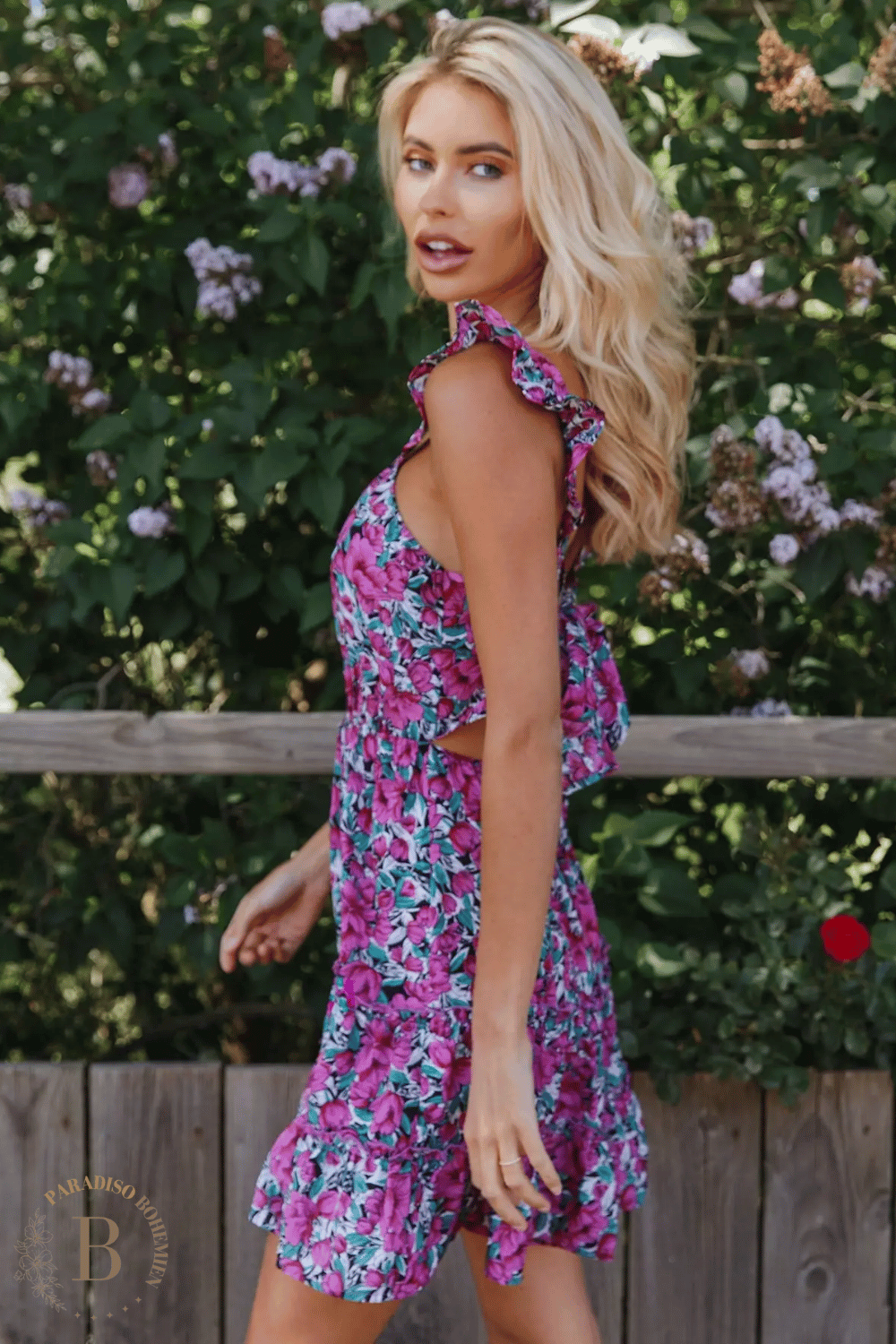 Abito floreale corto hot sale