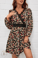 Abito corto manica lunga con fiori | Paradiso Bohemien