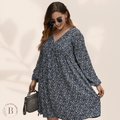 Abito Corto Taglie Forti Blu Marino | Paradiso Bohemien