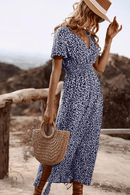 Vestito lungo estivo blu a pois bianchi | Paradiso Bohemien