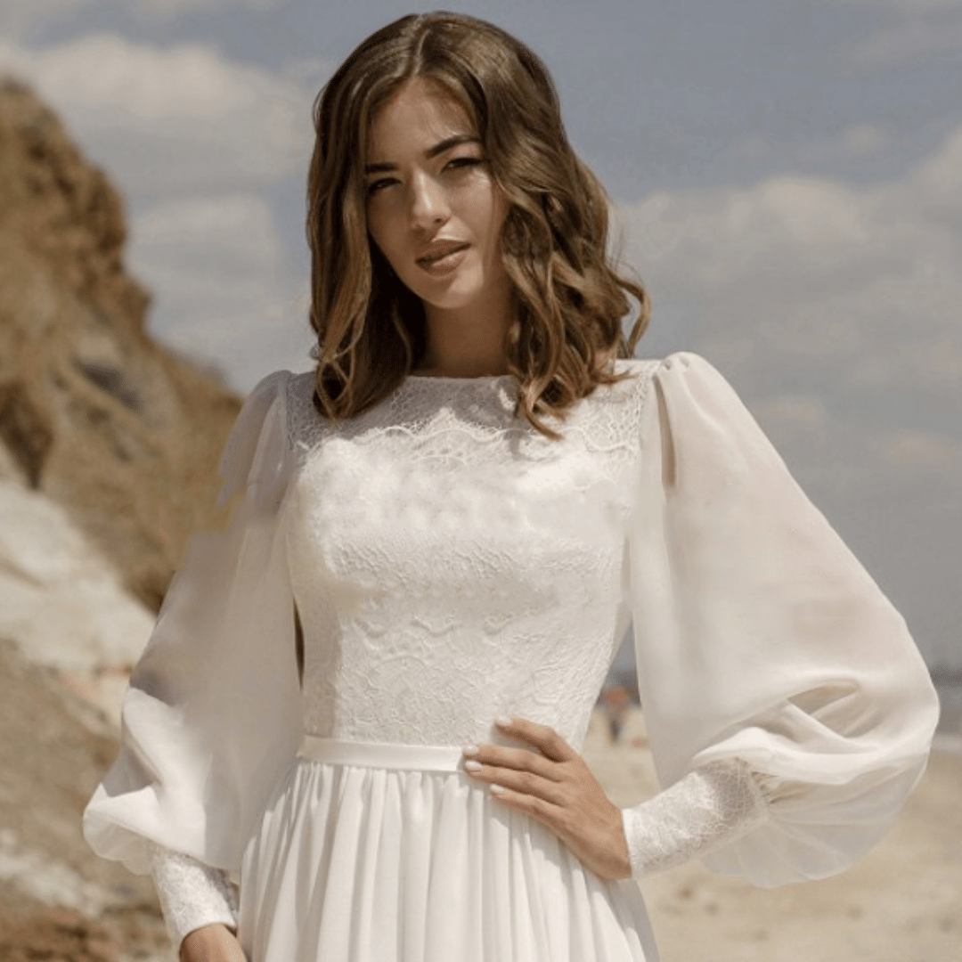 Abito da Sposa Con Maniche Lunghe