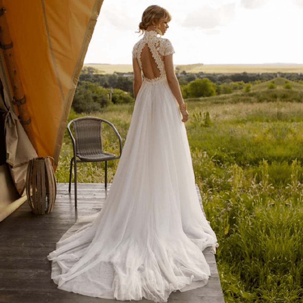 Abito da Sposa con Pizzo Vintage Boho Chic Paradiso Bohemien