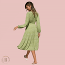 Abito Donna Country Chic Bianco e Verde con Cintura | Paradiso Bohemien