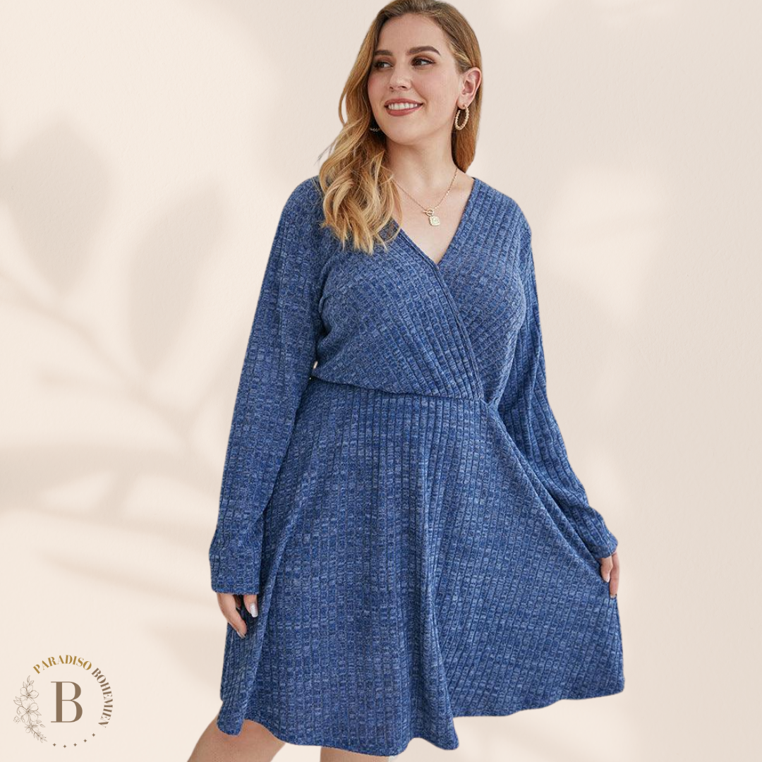 Abito in Jersey Taglie Forti Blu | Paradiso Bohemien