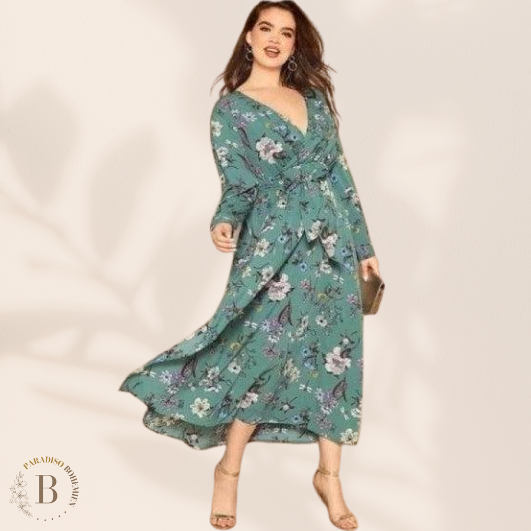 Abito Elegante Colore Verde Acqua Taglie Forti | Paradiso Bohemien