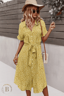Abito Giallo a Fiori di media lunghezza | Paradiso Bohemien