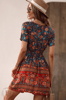Vestito Corto a Fiori Rosso | Paradiso Bohemien