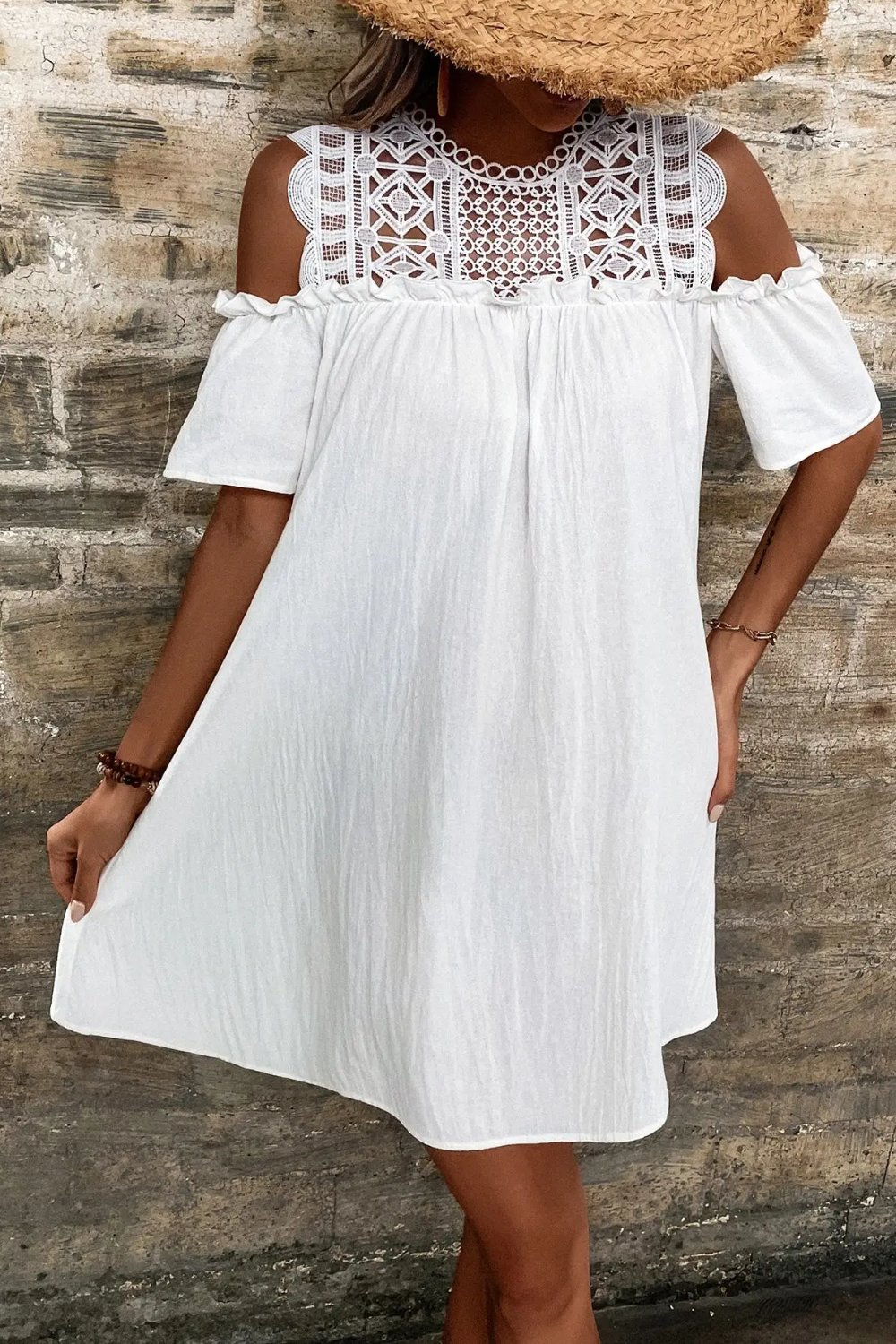 Vestito Bianco Corto con Pizzo | Paradiso Bohemien