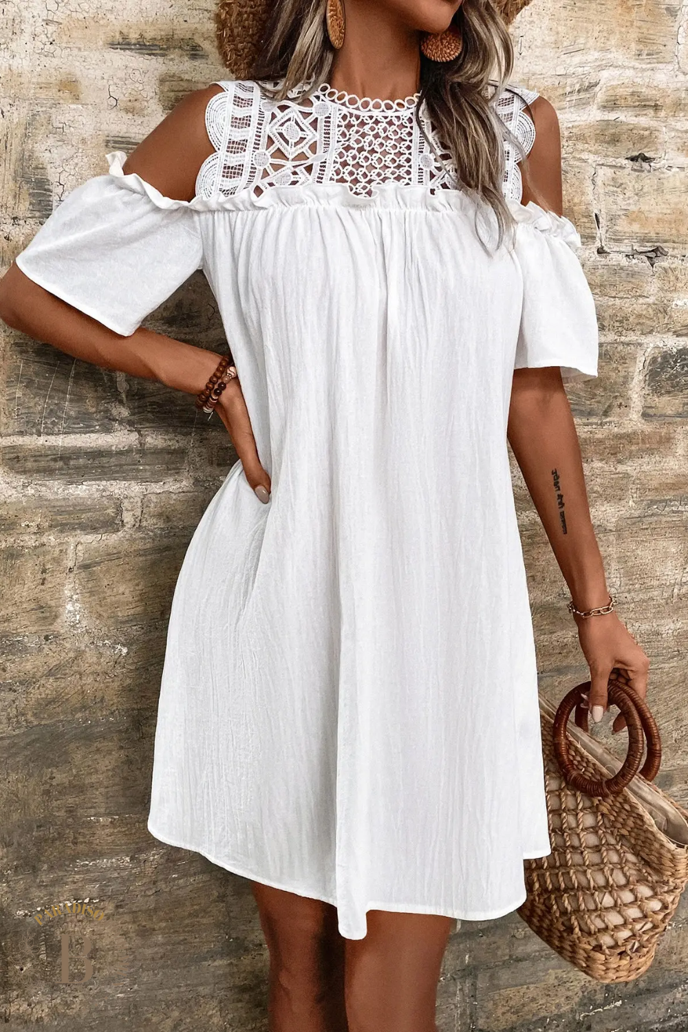 Vestito Bianco Corto con Pizzo | Paradiso Bohemien