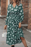 Vestito Verde a Fiori con Maniche Lunghe | Paradiso Bohemien