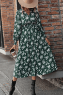Vestito Verde a Fiori con Maniche Lunghe | Paradiso Bohemien