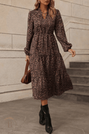 Vestito Leopardato Lungo con Maniche Lunghe | Paradiso Bohemien