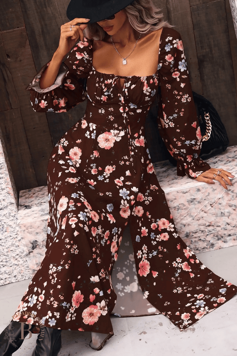 Abito Lungo Scollo Quadrato Paradiso Bohemien