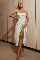 Vestito Bianco a Fiori con Spacco | Paradiso Bohemien