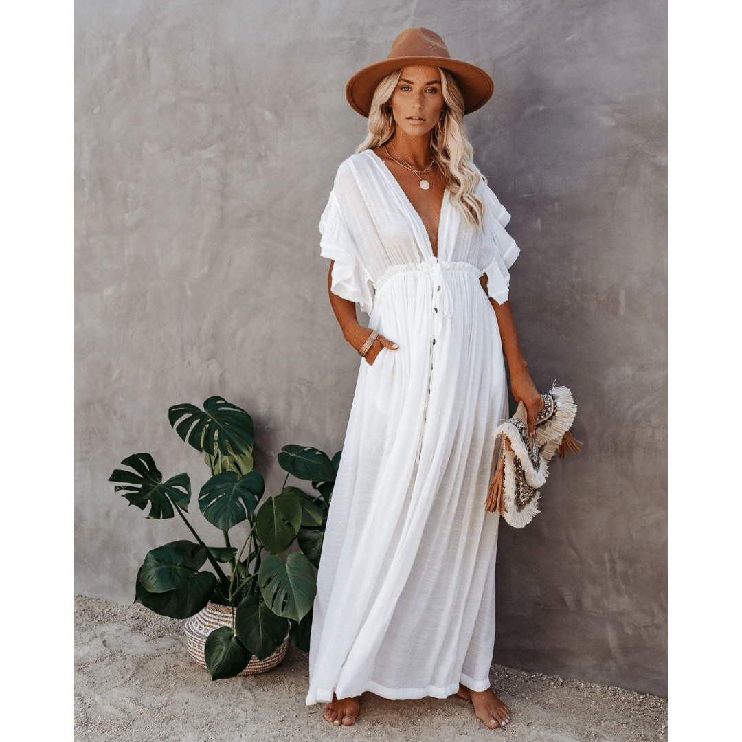 Abito Lungo Bianco Hippie Chic | Paradiso Bohémien