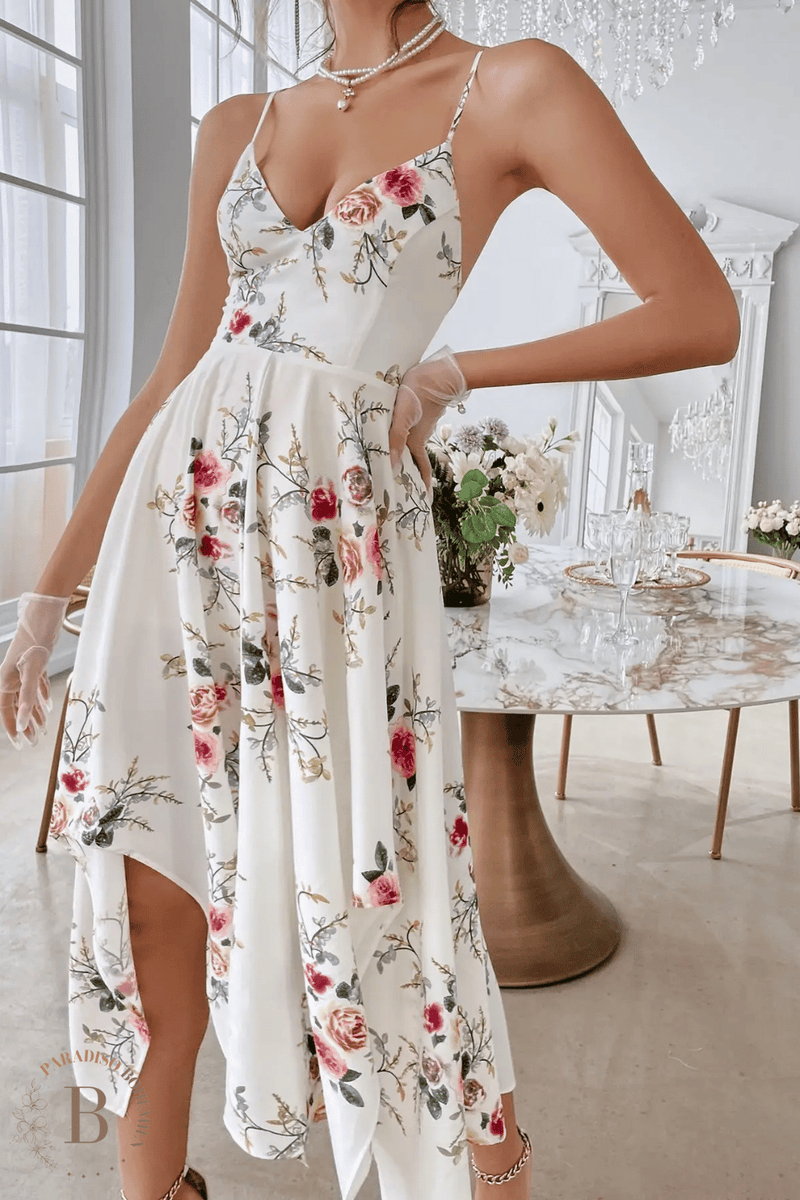 Vestito Bianco da Cerimonia a fiori | Paradiso Bohemien