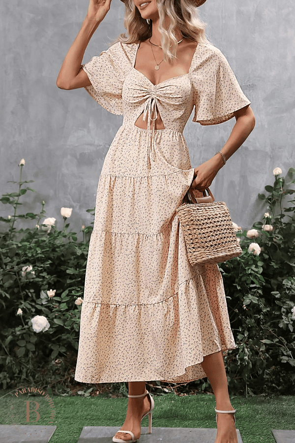 Abito Lungo Bohème Chic Beige | Paradiso Bohemien