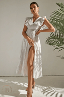 Abito Lungo Bianco Bohemien con Scollo a V | Paradiso Bohemien