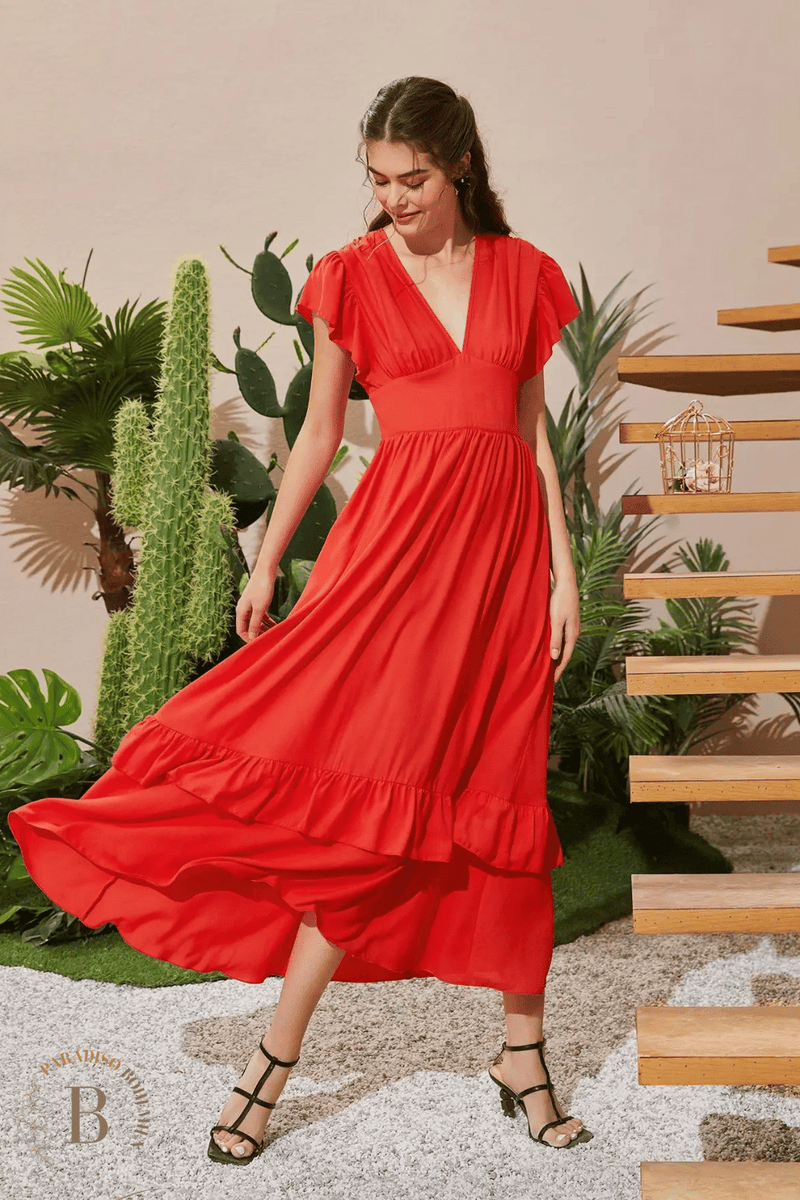 Vestito rosso 2025 lungo estivo