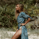 Abito lungo in Stile rustico Bohémien | Abito Azteco Blu | Paradiso Bohémien