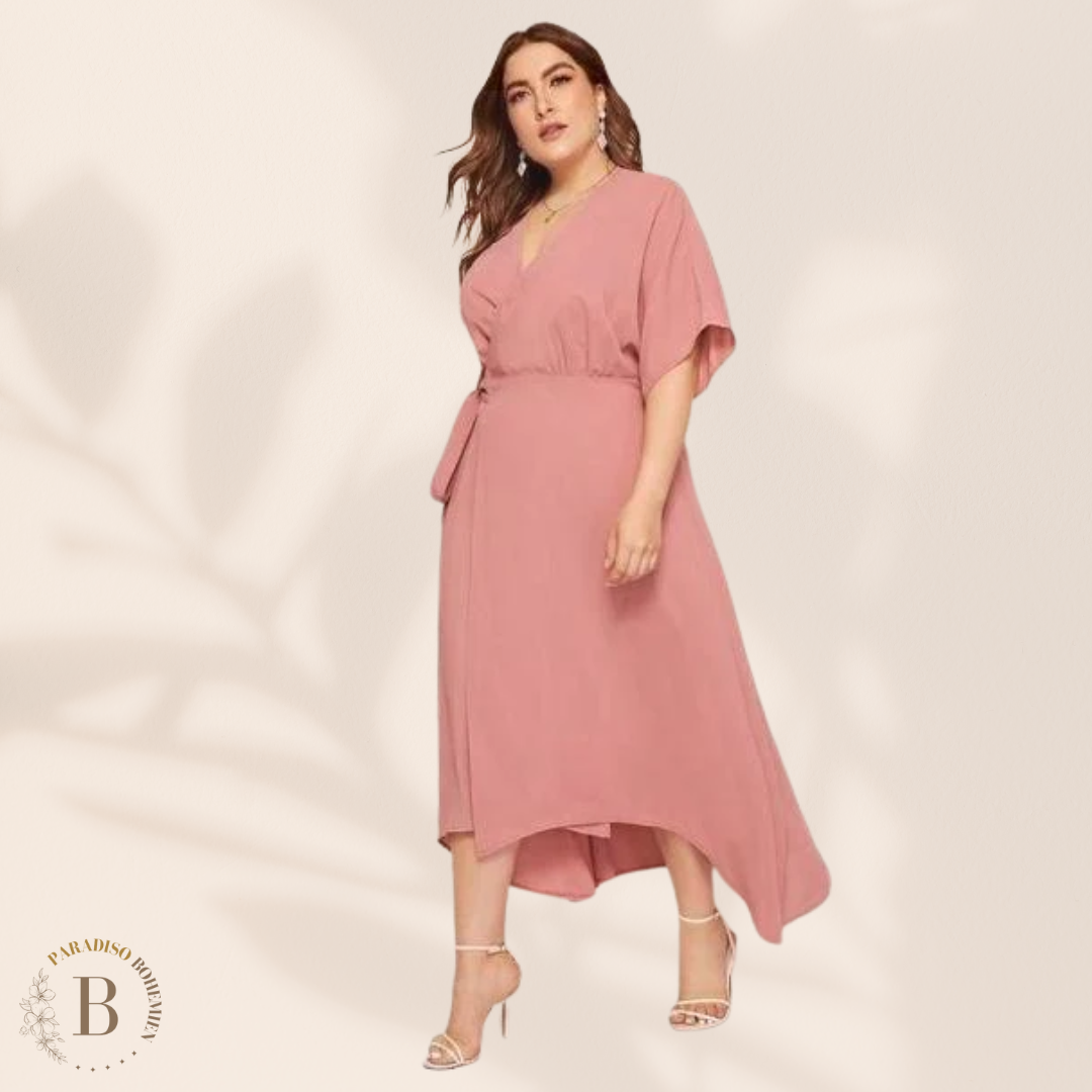 Elegante Vestito Taglie Forti Rosa | Paradiso Bohemien