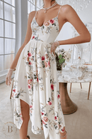 Abito Bianco a Fiori con spalline | Paradiso Bohemien