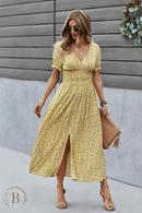 Vestito Giallo con Fiori stile  Bohémien | Paradiso Bohemien