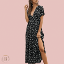 Abito Lungo Fiorato Country Nero da Donna | Paradiso Bohemien