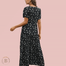 Abito Lungo Fiorato Country Nero per Estate | Paradiso Bohemien