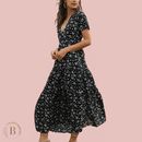 Abito Lungo Fiorato Country Nero | Paradiso Bohemien