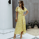 Abito Lungo Giallo a Fiori