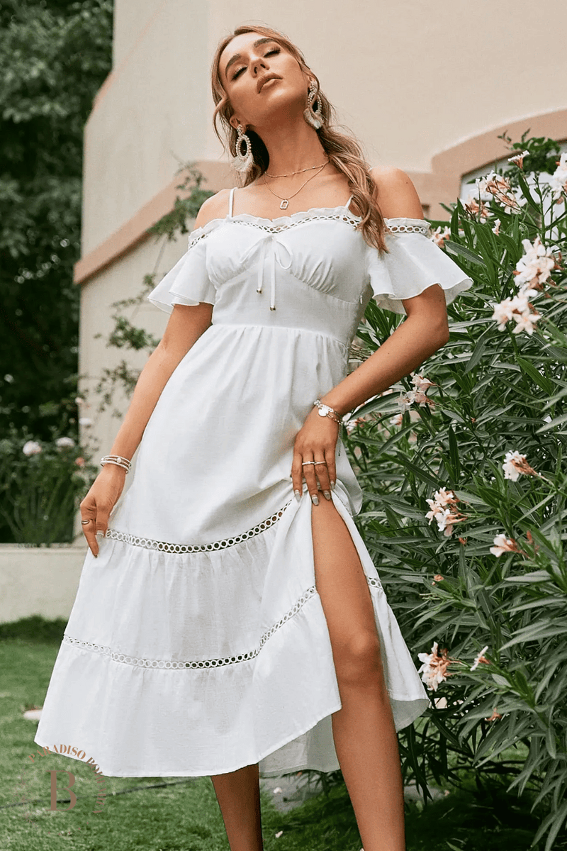 Abito Bianco Lungo Semplice Paradiso Bohemien