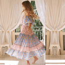 Abito Lungo Rosa e Blu Hippie Chic | Paradiso Bohemien