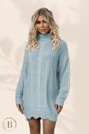 Abito Maglione Collo Alto Blu | Paradiso Bohemien