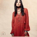 Abito Maniche Lunghe Country Rosso Scollo a V | Paradiso Bohemien