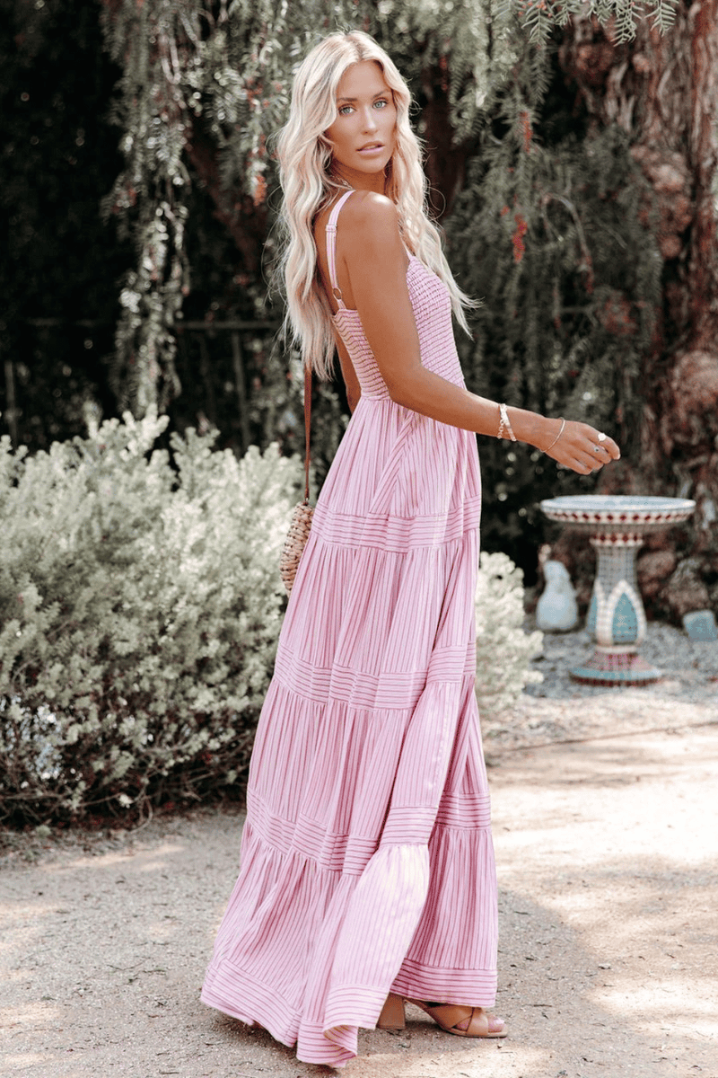 Abito Rosa Cipria Lungo Boho Chic Paradiso Bohemien