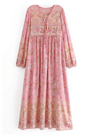 Abito Rosa Lungo Boho | Paradiso Bohemien