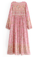 Abito Rosa Lungo Boho | Paradiso Bohemien