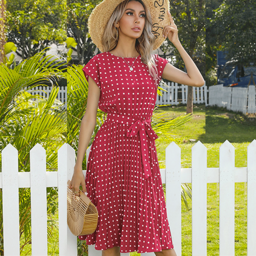 Abito Rosso a Pois Bianchi Elegante Bohemien | Paradiso Bohemien